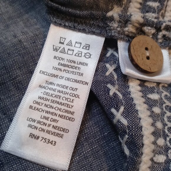 SIGRID OLSEN short sleeve button back linen top (M) - Picture 9 of 14